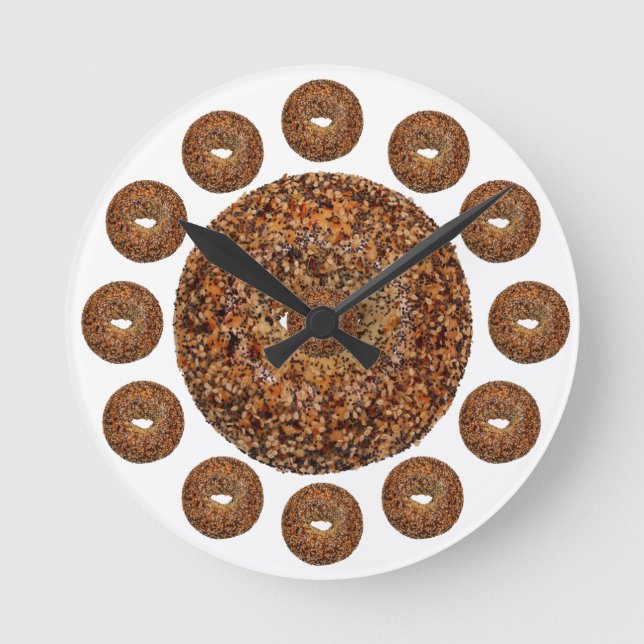Bagel Time Everything Bagel Round Clock (Front)