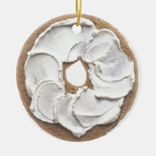 Bagel with Cream Cheese Ceramic Tree Decoration