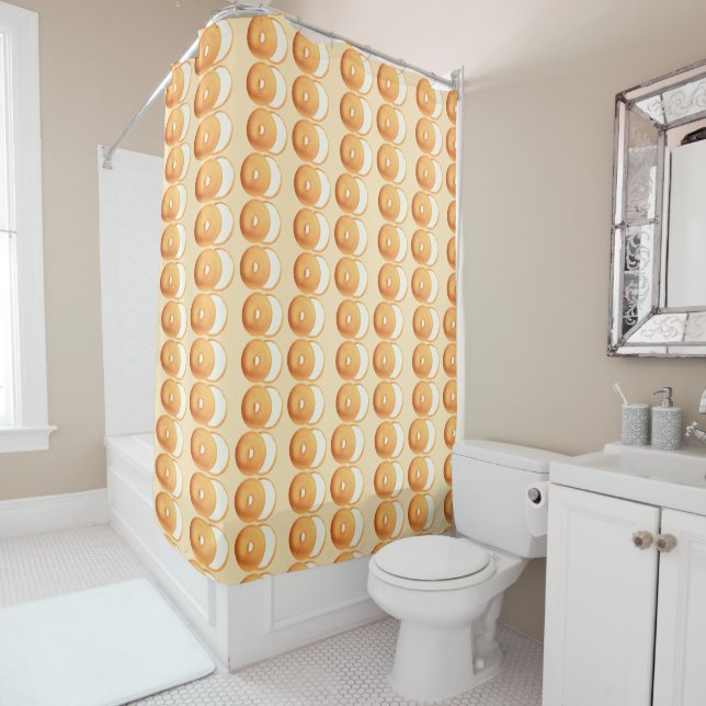 Bagels and cream shower curtain (In Situ)