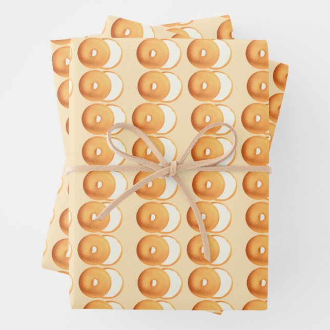 Bagels and cream wrapping paper sheet (In situ)