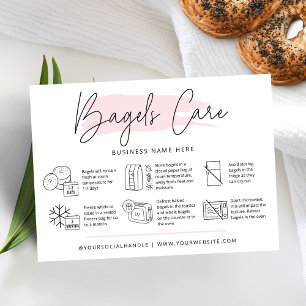 Bagels Care Guide Pink Watercolor Bread Bakery Business Card