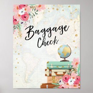 Baggage Check Sign Travel shower Miss to Mrs Favor