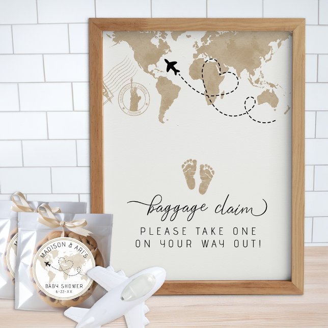 Baggage Claim Baby Shower Favour Sign (Baby Shower Favor Sign)