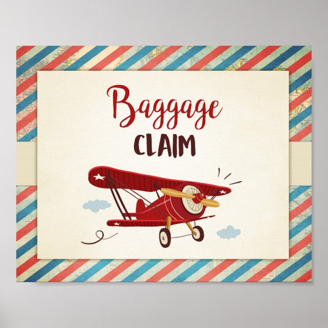 Baggage Claim Sign Aeroplane Birthday Baby Boy (Front)