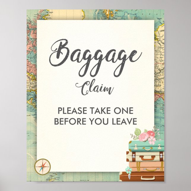 Baggage Claim Sign Travel shower Miss to Mrs (Front)