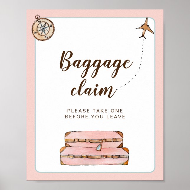 Baggage Claim Sign Travel theme Bridal shower (Front)