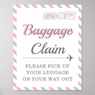Baggage Claim Travel Aeroplane Party Favour Table Poster