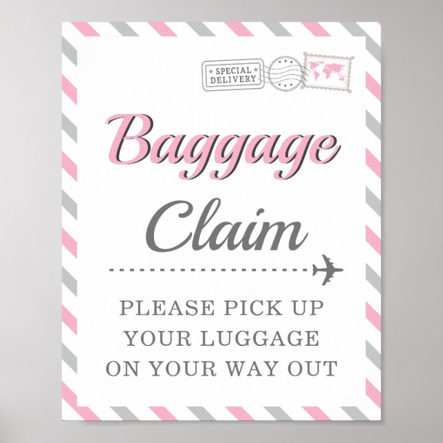 Baggage Claim Travel Aeroplane Party Favour Table Poster (Front)
