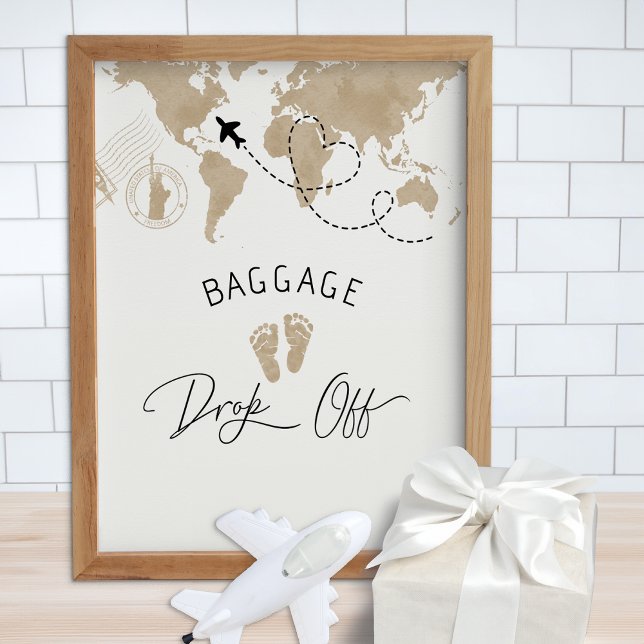 Baggage Drop Off Baby Shower Sign (Fun Baby Shower Gift Table Sign)