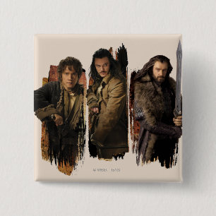 BAGGINS™, BARD THE BOWMAN™, & THORIN OAKENSHIELD™ 15 CM SQUARE BADGE
