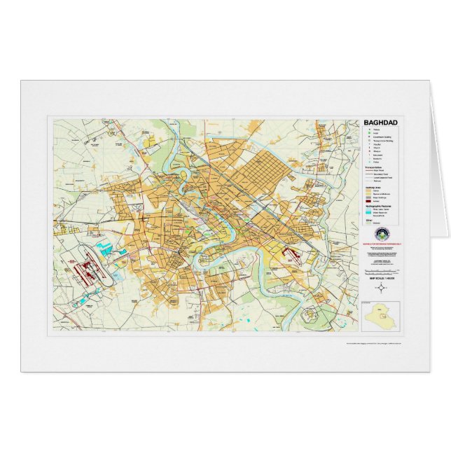 Baghdad City Iraq Map - 2003 (Front Horizontal)