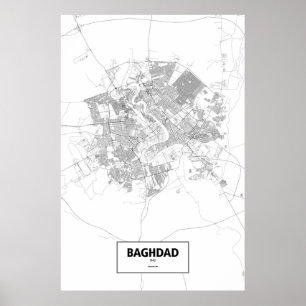 Baghdad, Iraq (black on white) Poster