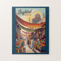 Baghdad Iraq Illustration Travel Art Vintage