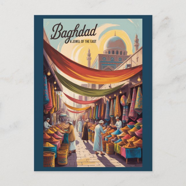 Baghdad Iraq Illustration Travel Art Vintage Postcard (Front)