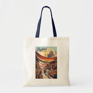 Baghdad Iraq Illustration Travel Art Vintage Tote Bag