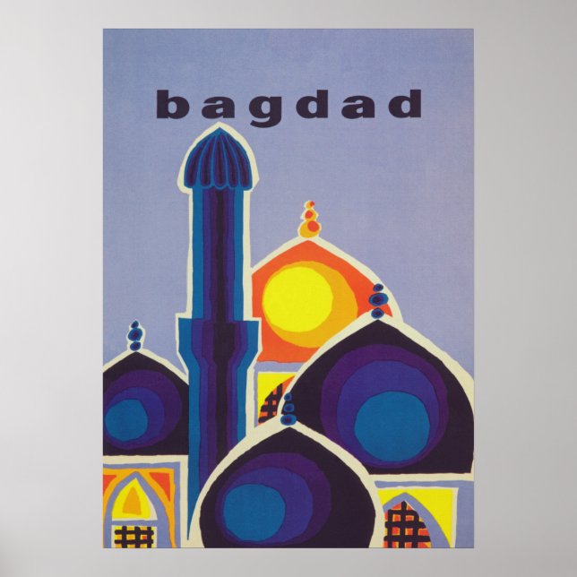 Baghdad  Retro Vintage Travel Poster (Front)