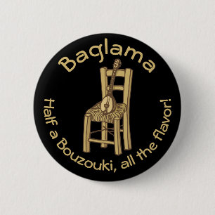 Baglama on Chair Keychain 6 Cm Round Badge