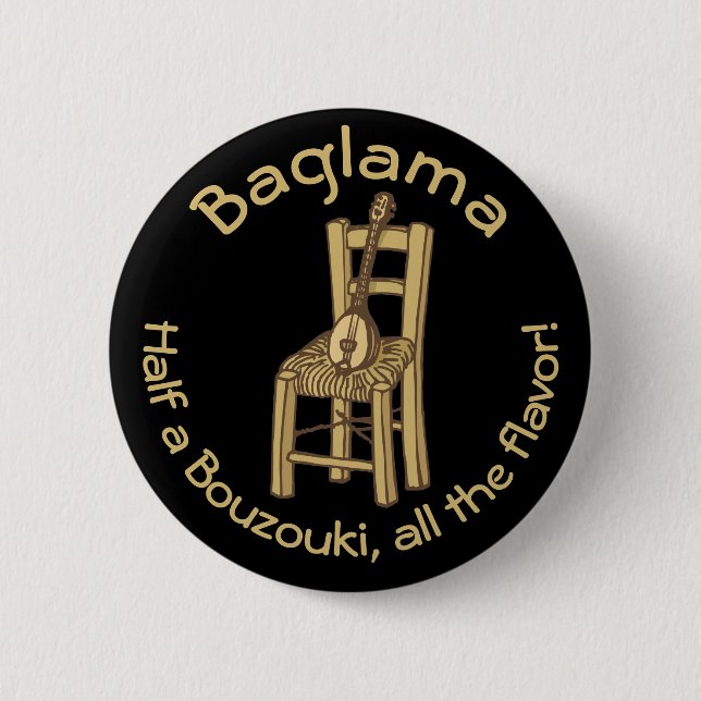 Baglama on Chair Keychain 6 Cm Round Badge (Front)