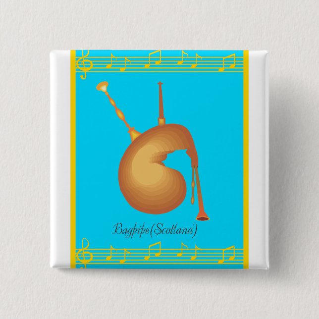 bagpipe 15 cm square badge (Front)