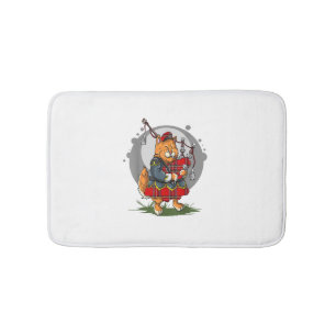 Bagpipe Cat Playing Bagpipes Scottish Music Kitten Bath Mat