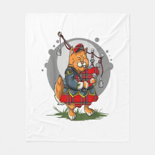Bagpipe Cat Playing Bagpipes Scottish Music Kitten Fleece Blanket