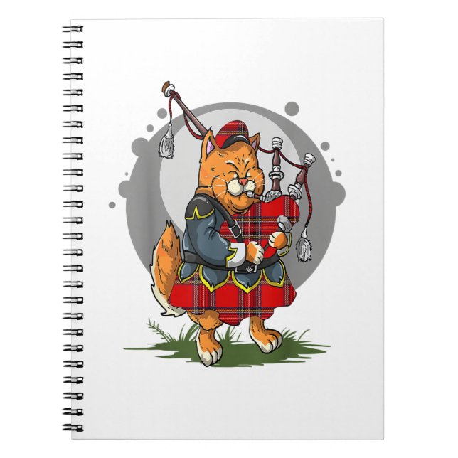 Bagpipe Cat Playing Bagpipes Scottish Music Kitten Notebook (Front)