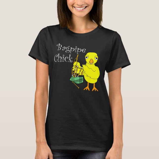 Bagpipe Chick Text T-Shirt (Front)