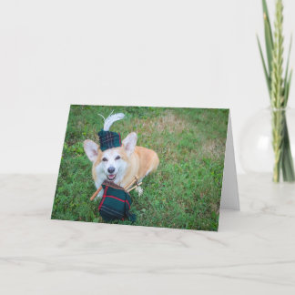 Bagpipe Corgi birthday greeting card
