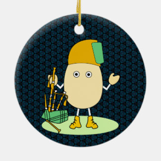 Bagpipe Egghead Ceramic Tree Decoration