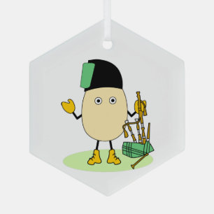 Bagpipe Egghead Glass Tree Decoration