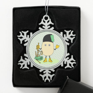 Bagpipe Egghead Snowflake Pewter Christmas Ornament