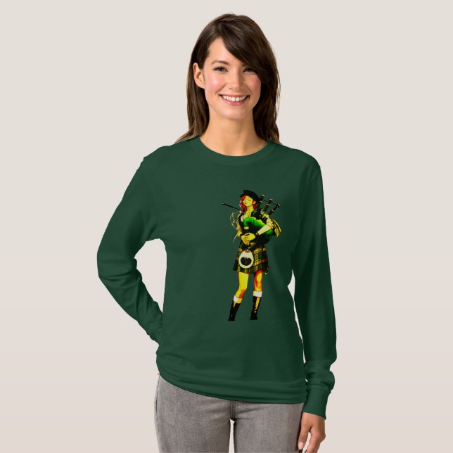 Bagpipe Girl T-Shirt (Front Full)