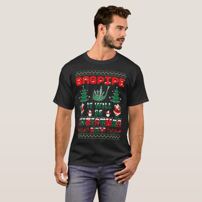 Bagpipe It Will Be Christmas Day Ugly Sweater (Front Full)