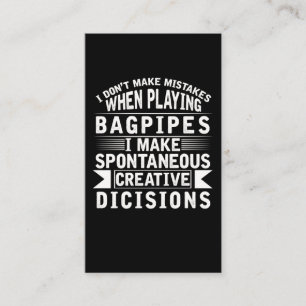 Bagpipe Mistakes Musical Instrument Loud Bagpiper Business Card