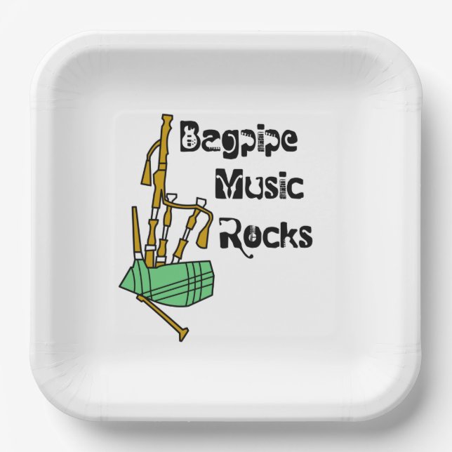 Bagpipe Music Rocks Paper Plate (Front)