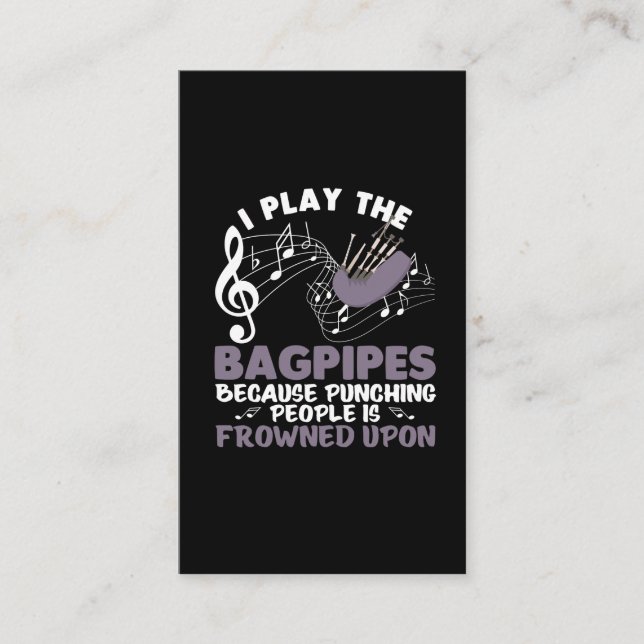 Bagpipe Musical Wind Instrument Scottish Bagpiping Business Card (Front)