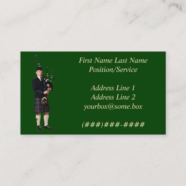 Bagpipe Musician Business Card (Front)