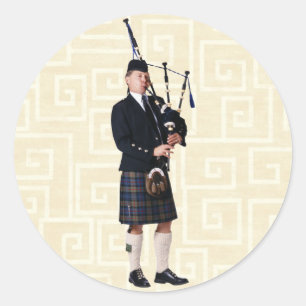 Bagpipe Musician Classic Round Sticker