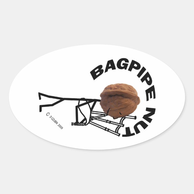 Bagpipe Nut Oval Sticker (Front)
