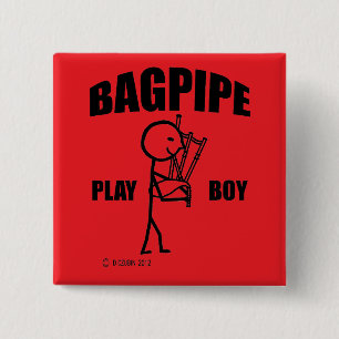 Bagpipe Play Boy 15 Cm Square Badge