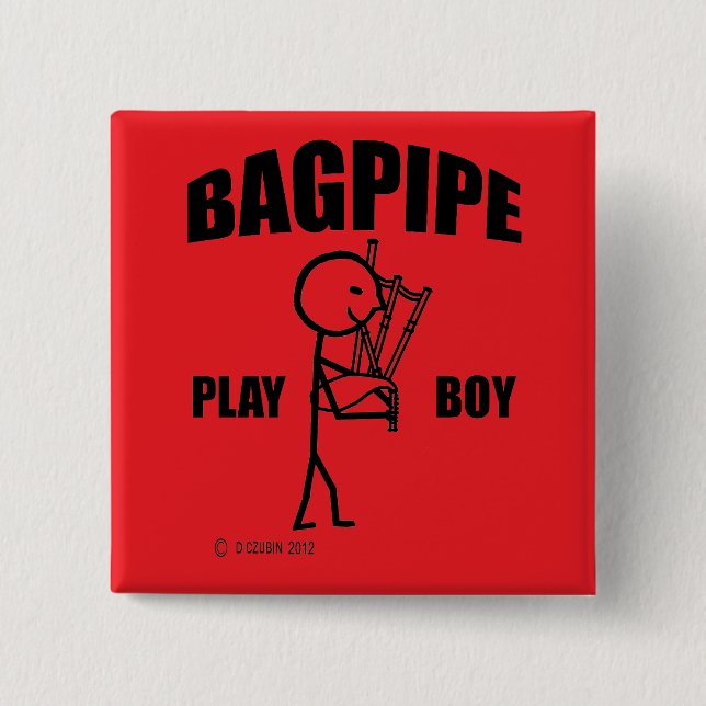 Bagpipe Play Boy 15 Cm Square Badge (Front)
