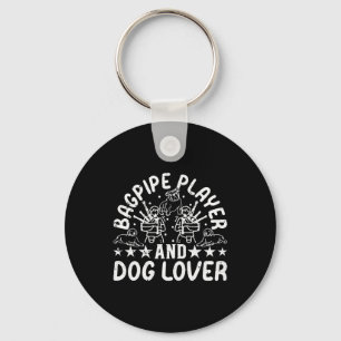 Bagpipe Player And Dog Lover - Bagpiping Dog Owner Key Ring