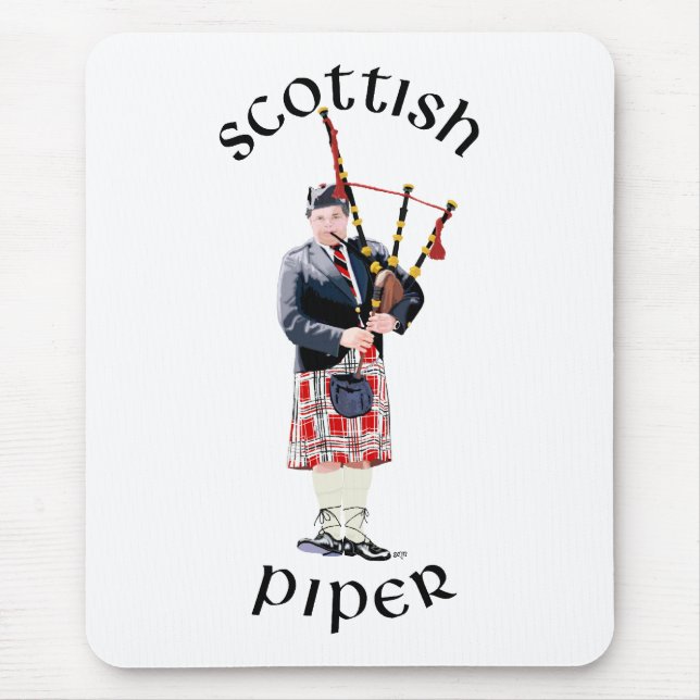 Bagpipe Player in Red Kilt Mouse Mat (Front)