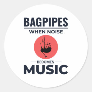 Bagpipe Player Instrument Scottish Scotland Music Classic Round Sticker