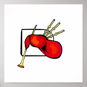 Bagpipe, red and brown graphic image design poster