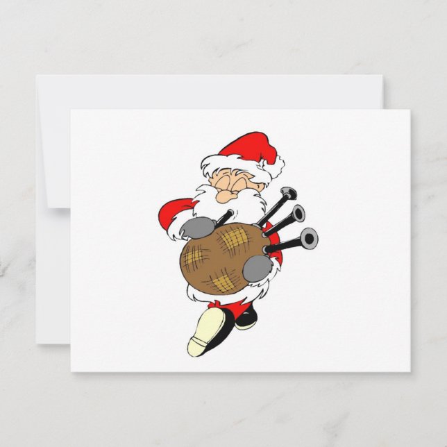 Bagpipe Santa Holiday Card (Front)