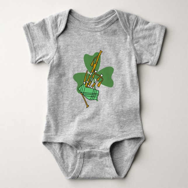 Bagpipe Shamrock Baby Bodysuit (Front)