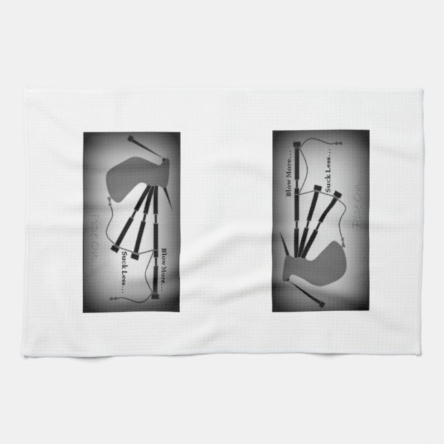 Bagpipe Theme (B/W) Tea Towel (Horizontal)