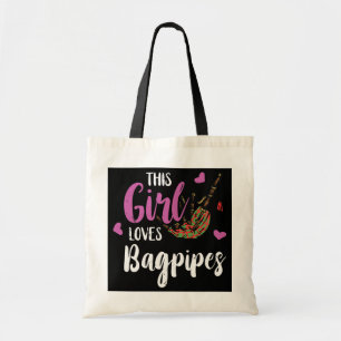 Bagpipe This Girl Loves Funny Bagpipe Scottish Tote Bag