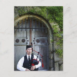 Bagpiper at Castle Postcard